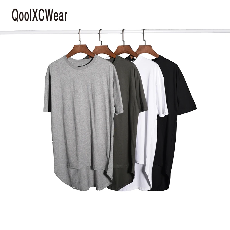 QoolXCWear футболка в стиле хип-хоп городская одежда kanye west Джастин Бибер длинная футболка серая удлиненная футболка