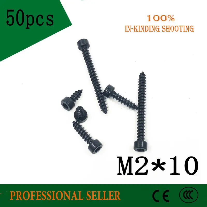 Винт саморез 50 шт./лот из углеродистой стали черного цвета M2 * 10 x 10|self tapping screw|tapping