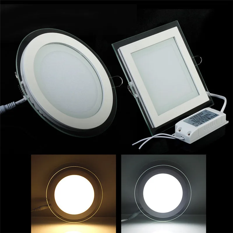 

Dimmable LED Panel Downlight 6W 9W 12W 18W Super Bright Glass Square Ceiling Recessed Panel Lights SMD 5360 LED Spot Light Bulb