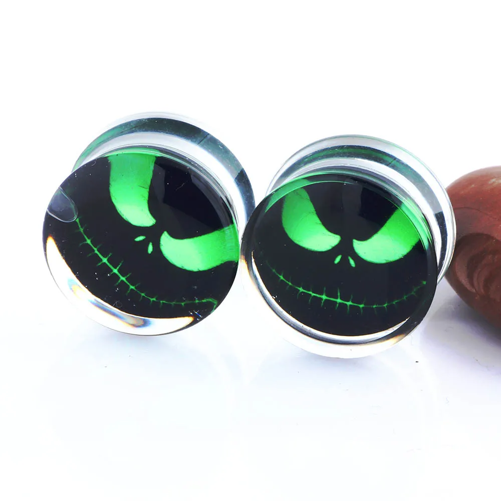 Туннели JUNLOWPY заглушки для ушей прозрачные серьги в виде черепа измерители