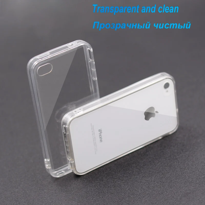 IQD для Apple iPhone 4S 4 Чехол, устойчивым к царапинам тонкий прозрачный чехол для iPhone 4 Обложка TPU Crystal Clear soфт+ hard комбинации