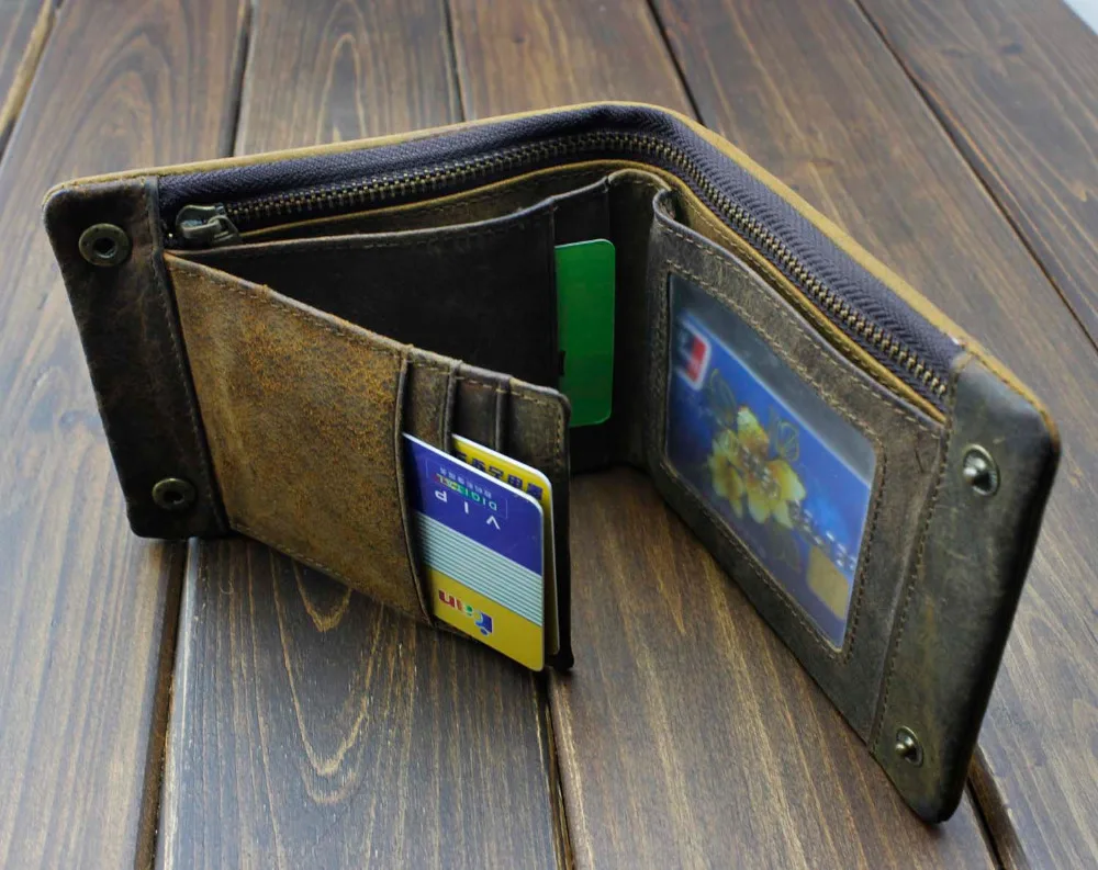 Винтажный велосипедный кожаный складной кошелек с цепочкой|snap wallet|wallet walletleather