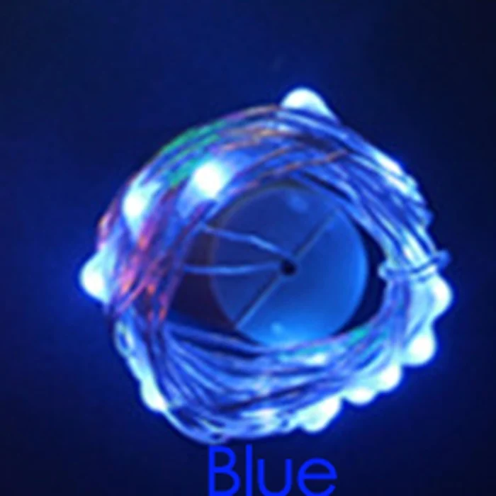 Blue 3 шт./лот 2 м батарея светодиодная бутылка Пробка свет шнура Рождество серебряный провод сказочные огни для свадьбы Рождественская вечеринка украшения - Испускаемый цвет: Blue