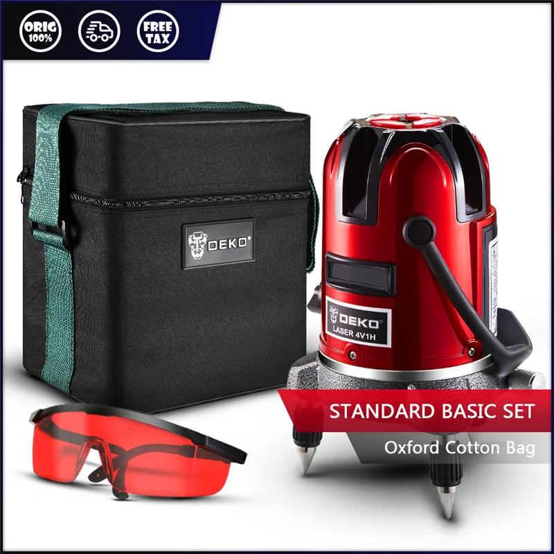 Oxford Bag Set Factory outlet DEKO LL56 360 градусов 5 линий 6 точек вертикальные и горизонтальные Self-лазер для выравнивания уровень Крытый/Открытый режим Стандартный - Цвет: Oxford Bag Set