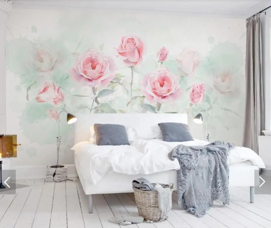 Настенная 3D картина с изображением роз акварель ручная роспись обои для гостиной