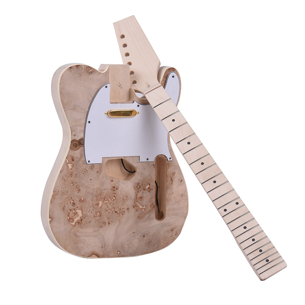 Muslady TL Tele стиль незавершенный электрогитара DIY Kit липа корпус заусенцев поверхность клена шеи и гриф
