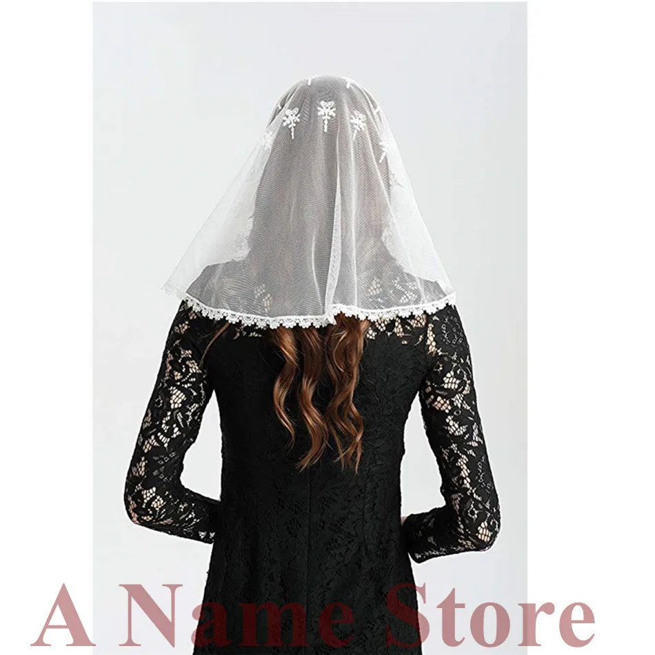 Черный, белый цвет свадебная Фата Мантилья для Church Veil католический Латинской массового головной убор кружева Vela негра вуаль кружева мантилья