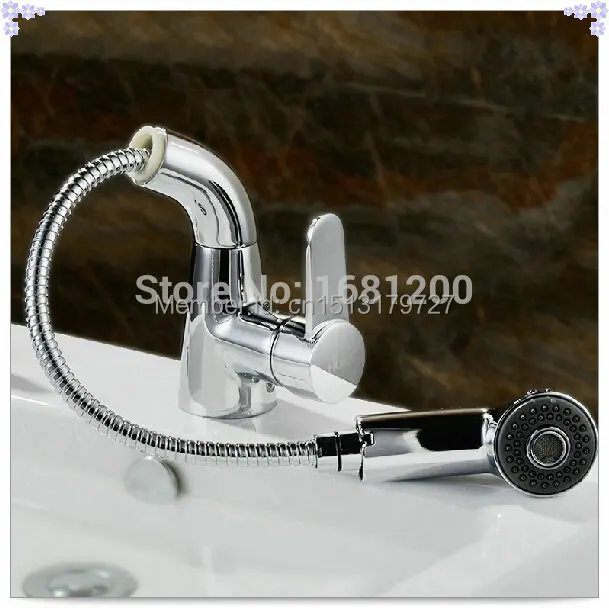 Pull Out Basin faucet chromed brass mixer tap ABS Plastic Spout misturador para banheiro | Обустройство дома