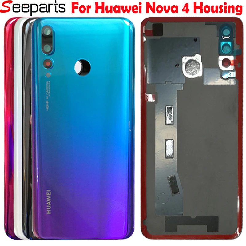 

Original For Huawei Nova 4 Back Battery Cover Housing With Camera Lens Rear Glass Case Replacement For Huawei Nova4 Back Housing