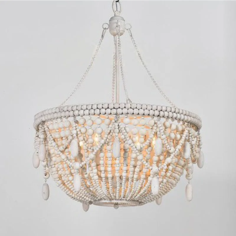 Phube Lighting Retro Chandeliers Wood Bead Chandelier Light children's room Bedroom Princess room Chandelier Home Lighting