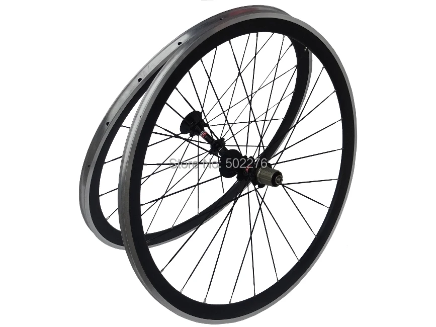 

WS-CW023 : 3k Carbon Glossy Cycling Road Bike Clincher wheelset 38mm 700C Bicycle Wheel Rim with Alloy Brake Surface