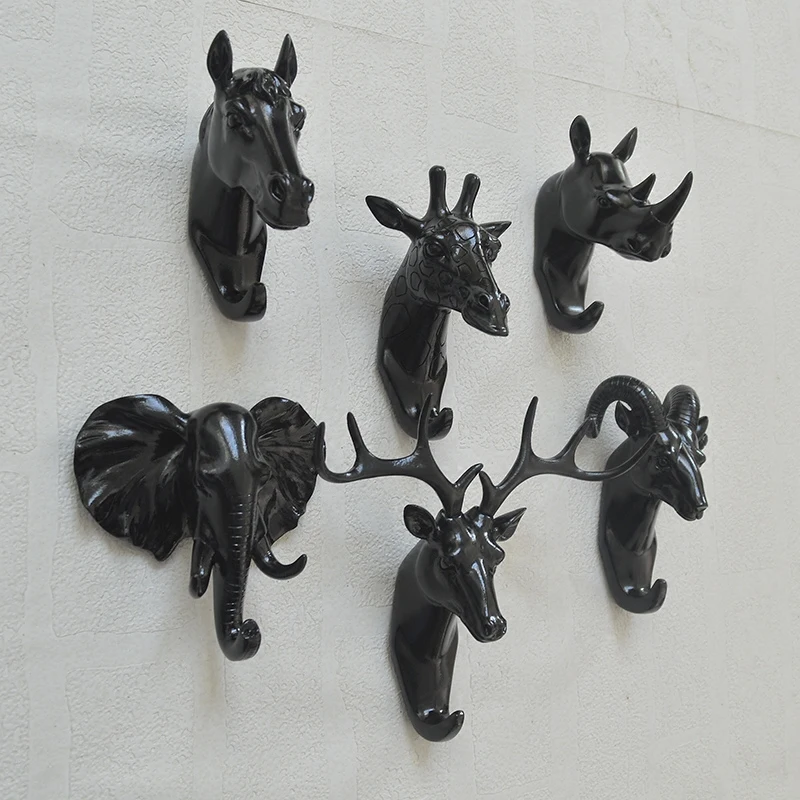 

Deer head hooks creative three dimensional animal heads European style living room doors back walls clothes walls keys deco