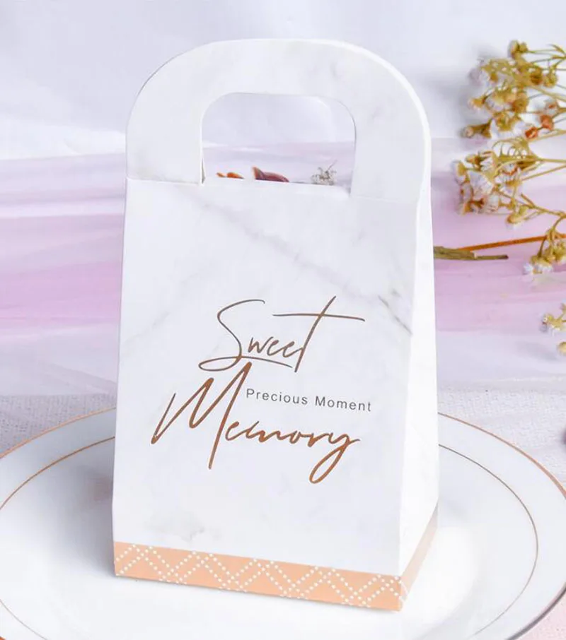 White AVEBIEN Фламинго/Мраморная бумага подарочные пакеты ремесленные конфеты, продукты лучшая Подарочная сумка для рождественской свадьбы сувениры и Подарочная коробка конфет 20 шт - Цвет: White