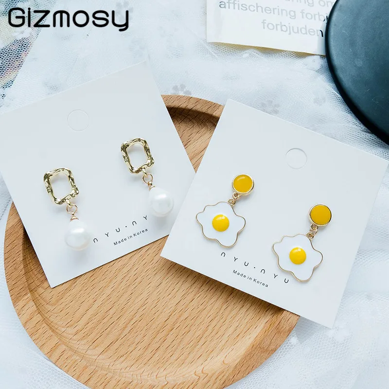 Жемчужные омлетные серьги большие гвоздики забавный подарок для женщин Модная