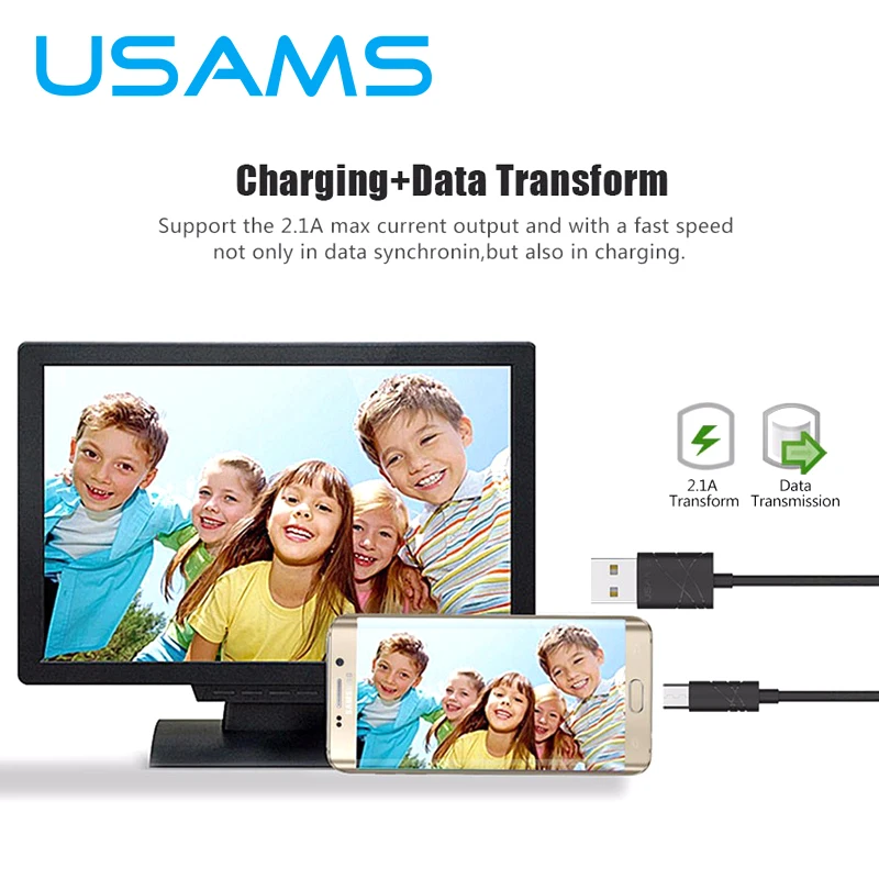 USAMS микро USB кабель 1 м 2 а Быстрая зарядка мобильного телефона Android зарядное