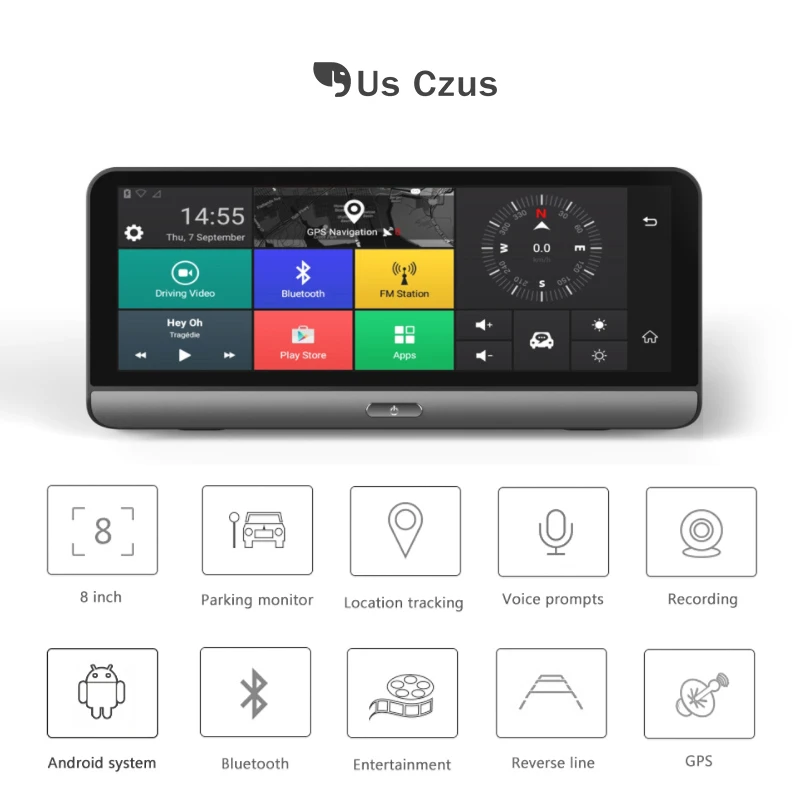 8 в сенсорный экран dash cam Android четырехъядерный процессор 3g/4G Автомобильный