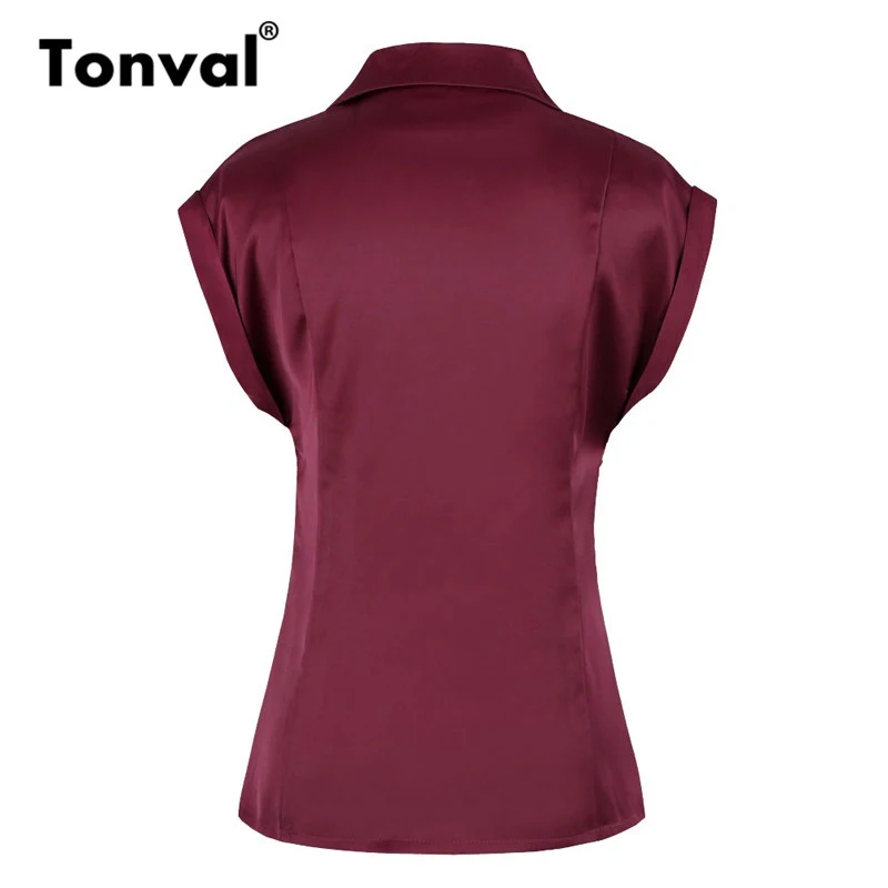 Женская винтажная офисная блузка Tonval белая из искусственной кожи с отложным