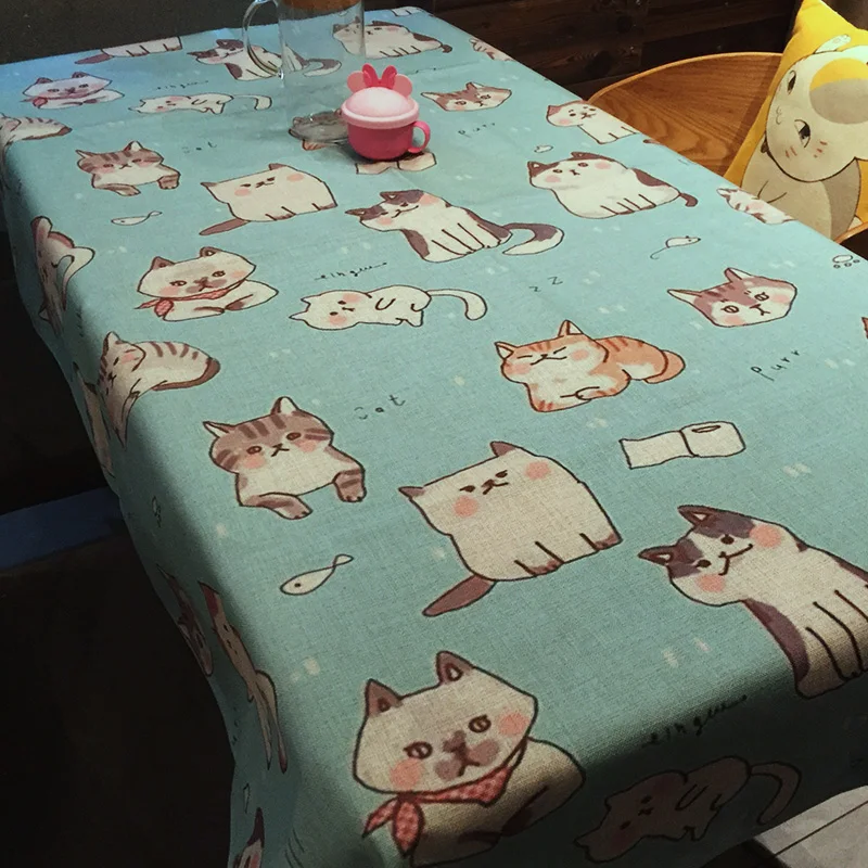 Высококачественная льняная скатерть в виде животных кошек цветов для свадебной