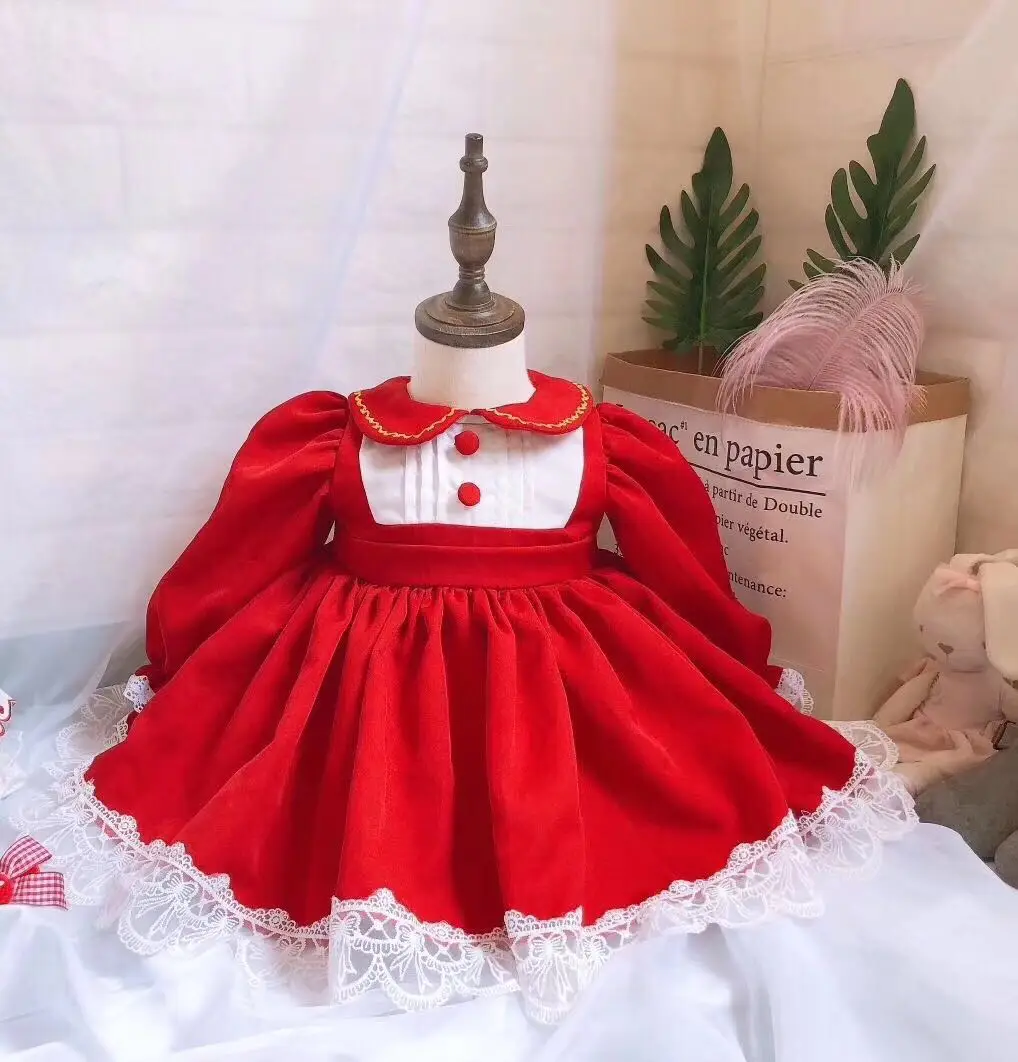 2019 Autumn and Winter New Spanish Children's Dress Custom Girl Red Court Princess Birthday Girls Christmas | Детская одежда и