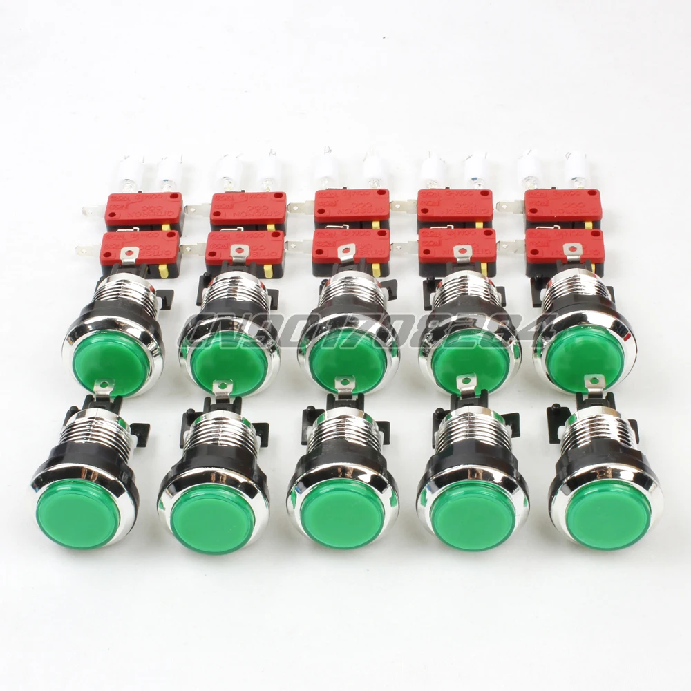 Новые 10 кратные хромированные Серебристые 30 мм светодиодные светящиеся кнопки с