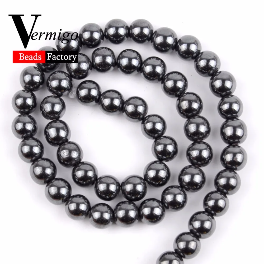 

Natural Round Stone Beads Black Heamtite Loose Beads For Needlework Jewelry Making Fit Handmade Bracelet 4 6 8 10mm Wholesale