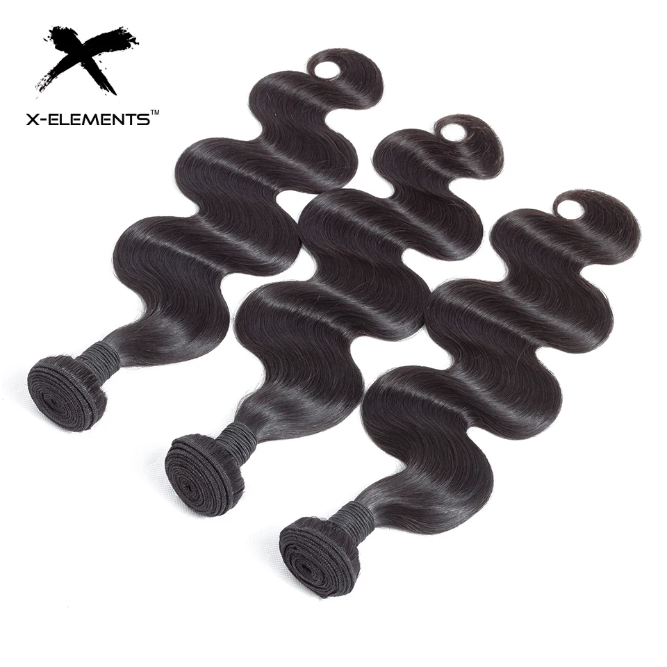 X Elements малазийские человеческие волосы пучки объемные волнистые не плетеные 3