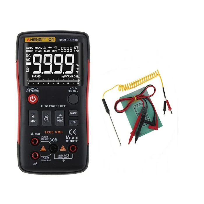 1 SET with bags Q1 True-RMS цифровой мультиметр автоматическая кнопка 9999 отсчетов с аналоговым графом AC/DC Напряжение Амперметр Ток Ом Транзистор тестер - Цвет: 1 SET with bags