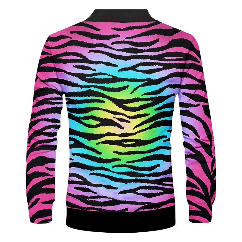 Мужская куртка на молнии OGKB модная разноцветная в полоску с 3D принтом одежда