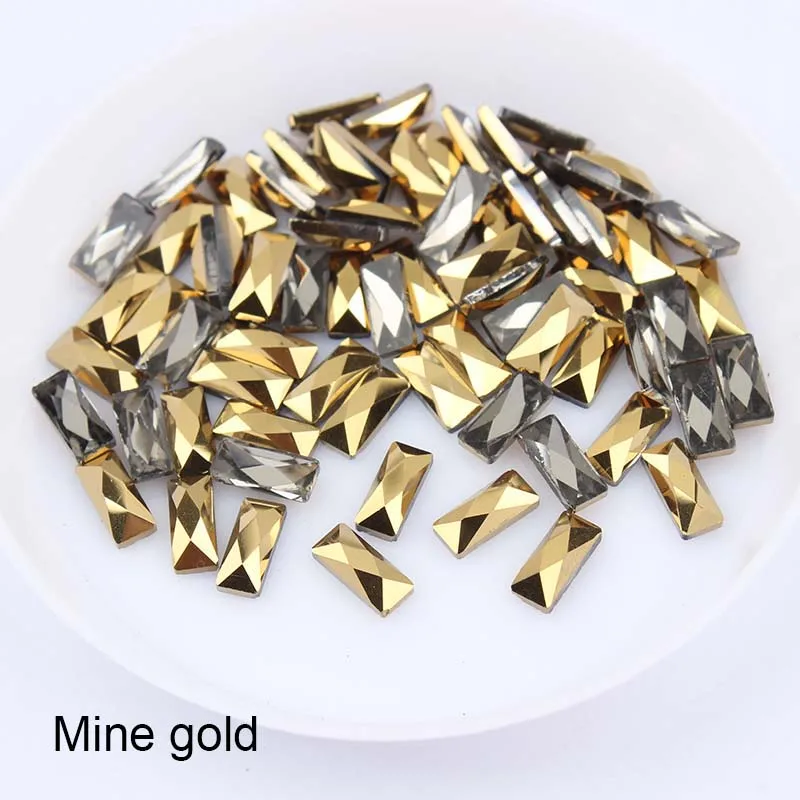 Mine Gold Новая мода 3x7 полоски для дизайна ногтей Стразы смешанные витражные кристаллы 30 шт/100 шт для украшения ногтей - Цвет: Mine Gold