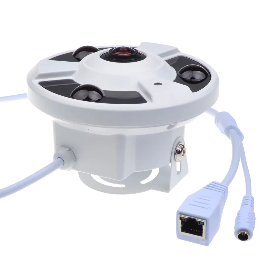 720P IP Camera (POE) Onvif Fisheye Panorama Lens IR Night Vision HD Security CCTV 2MP 180 Degree View P2P XMEye | Безопасность и