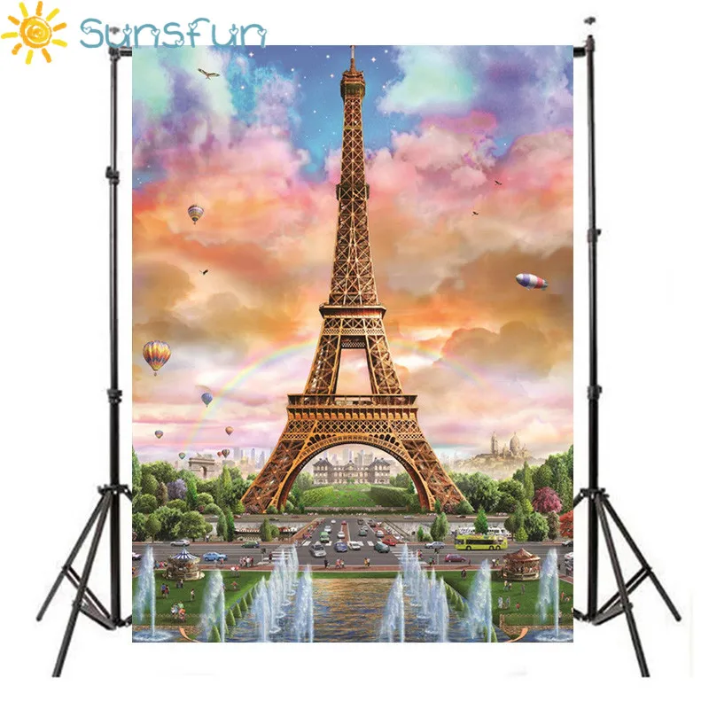 Sunsfun виниловые фотографии воздушный шар декорации Париж Эйфелева башня