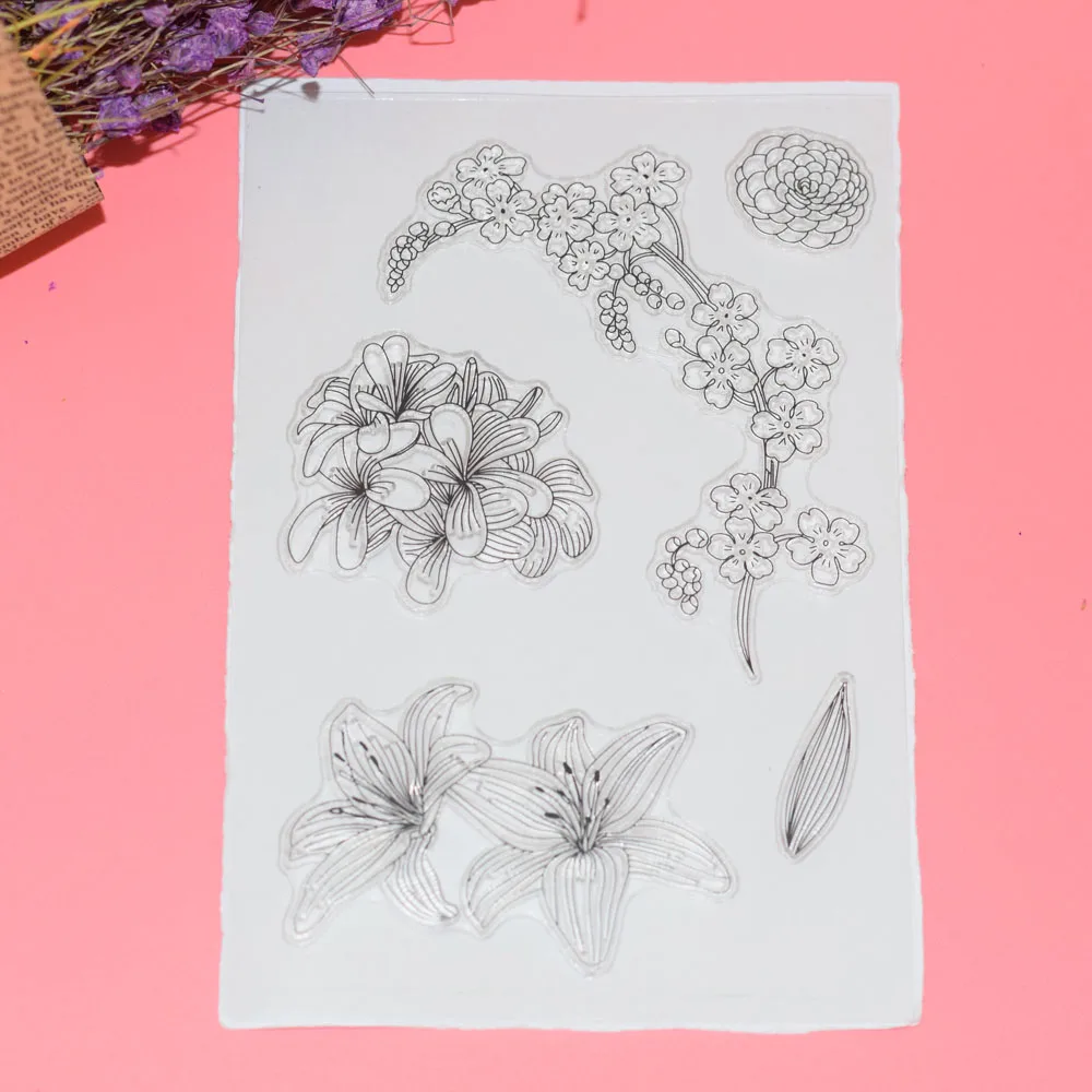 Flower Transparent Silicone Rubber Clear Stamps Scrapbooking Decor Embossing DIY Craft | Канцтовары для офиса и дома
