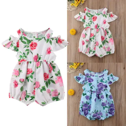 2018 Новый Детский комбинезон с цветочным рисунком для девочек милый детский