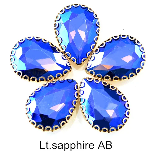 Lt sapphire AB 20 шт. 13X18 мм кристалл AB пришить стразы стекло каплевидные швейные камни с когтями для DIY одежды Ювелирные изделия сумки обувь B1183 - Цвет: Lt sapphire AB