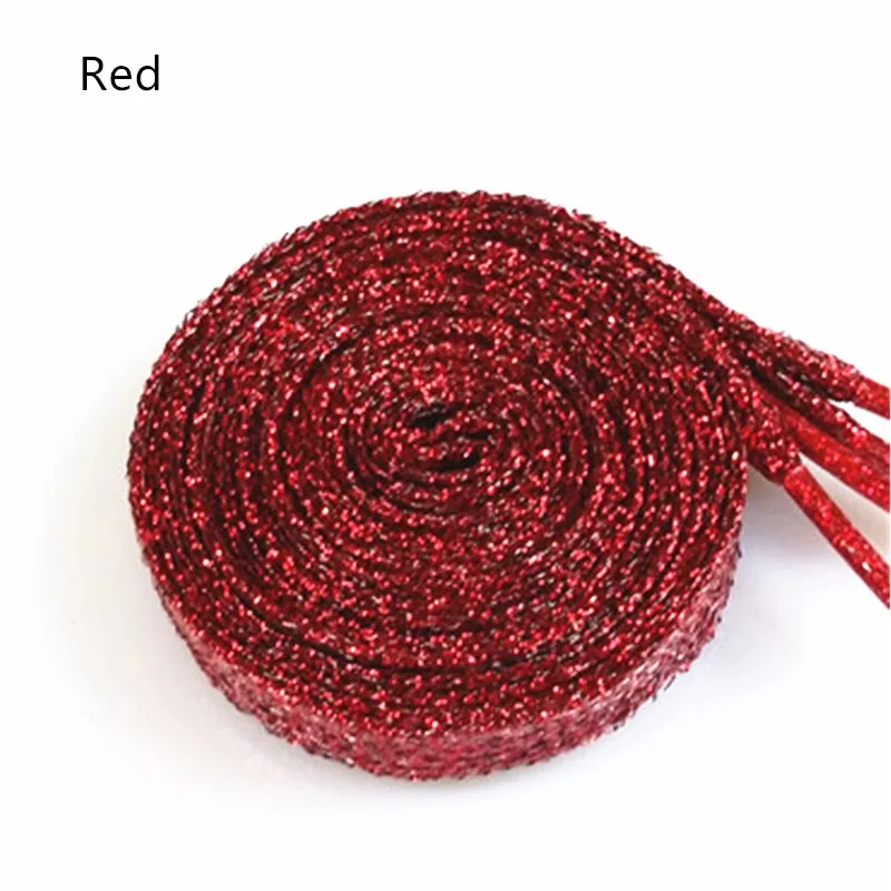 Red-4 Модные 110 см/43 дюйма металлические блестящие плоские шнурки, шнурки для обуви, кроссовки, спортивная обувь, цветные шнурки для бега, шнурки - Цвет: Red-4