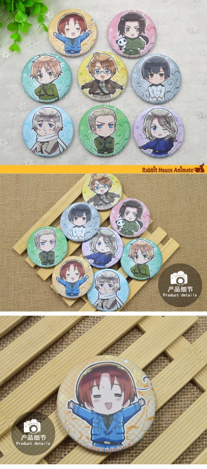 1 шт. 58 мм значок брошь с аниме Axis Powers Hetalia Cute Country Россия Италия США Великобритания