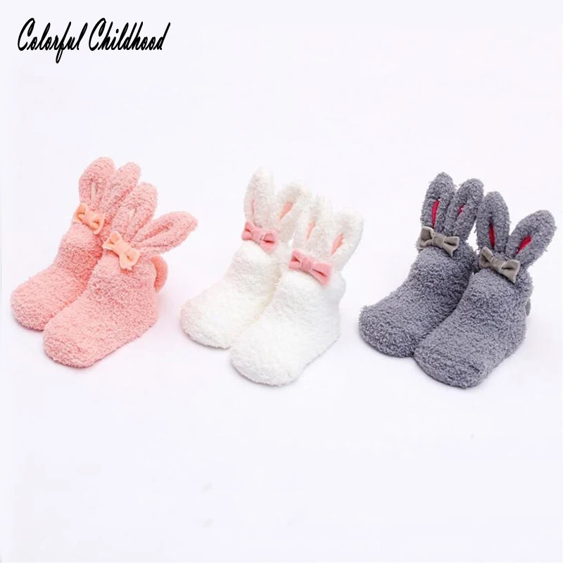 

Winter thick terry baby socks cute bunny design Infant Socks Little girls ankle floor Socks toddler baby leg warmer 0-3t