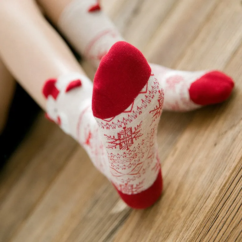 Random Color Fashion 1pair Female Women Christmas Deer Design Casual Knit Wool Socks Warm Autumn Winter | Женская одежда