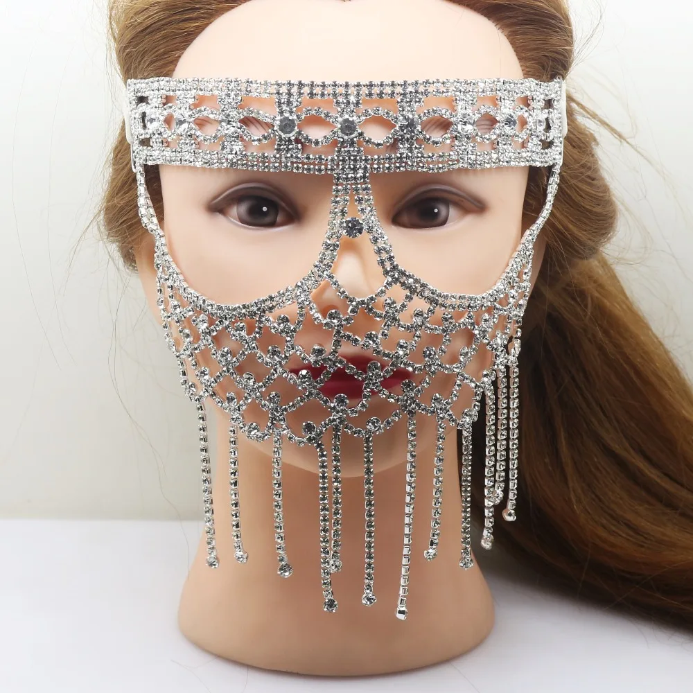 Необычный Strasse maschera in Le Donne del Partito di travestimento maschere Festa di natale Вертикальная занавеска маска со стразами