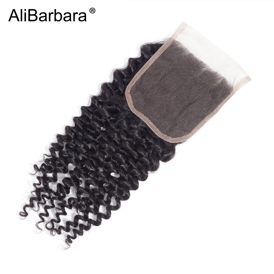 Alibara волосы 4x4 кудрявые Вьющиеся Кружева Закрытие перуанские Remy человеческие волосы швейцарская шнуровка часть 120% плотность 8-20 дюймов