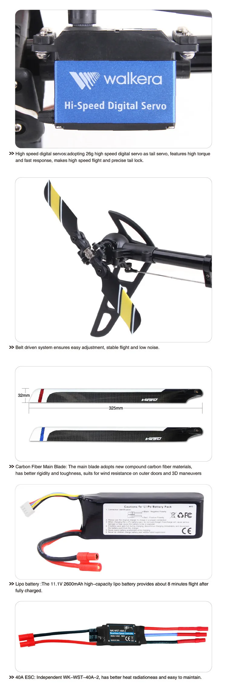 Walkera V450D03 Поколение II 6 оси гироскопа Flybarless RC вертолет(BNF без передатчика)(с батареей и зарядным устройством