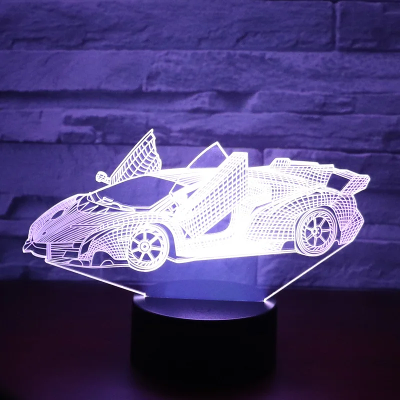 Светодиодный ночсветильник 3D спортивный автомобиль с улучшенным сознанием и
