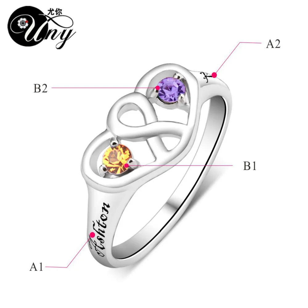 Продажа UNY Ring 925 Silver Promise Customized Love DIY Engrave Rings Family Heirloom Mother Ring Personalized Infinity Birthstone Rings