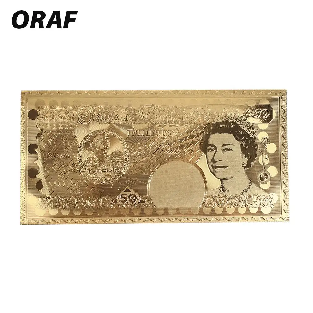 24K Gold Antique Plated 50 Euro Collection Antique Home Decoration Realistic Decoration Fake Money Souvenir Gifts Banknotes