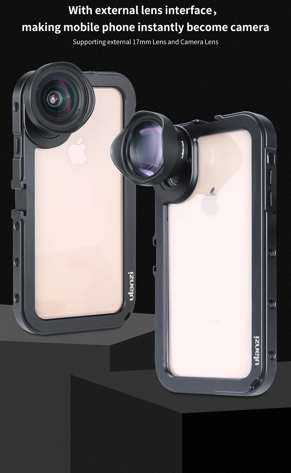 Металлический Чехол Ulanzi с вертикальной съемкой Vlog для iPhone Xs Max Магнитный чехол с винтом 1/4