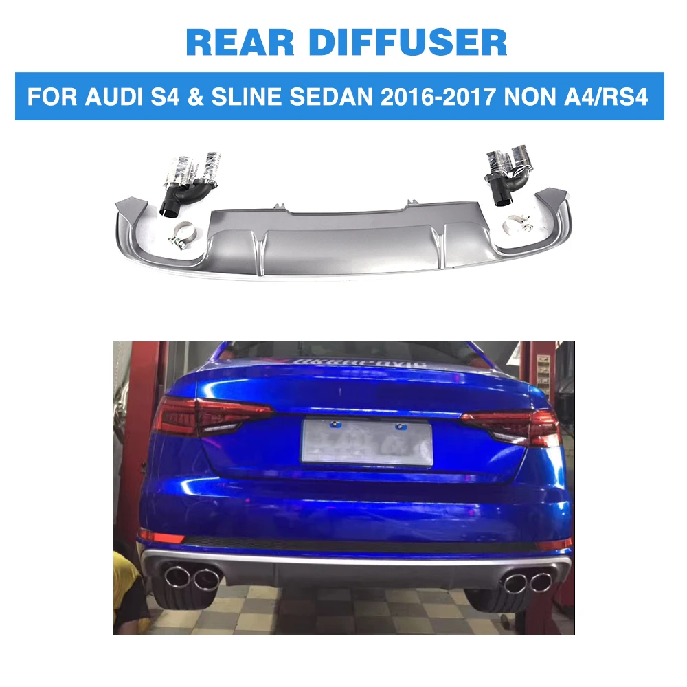 Губа диффузора заднего бампера из полипропилена с глушителем выхлопной трубы