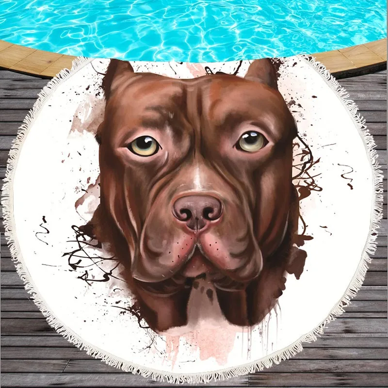 Мода мультфильм собака печатных пляжное полотенце коврик круглый для йоги