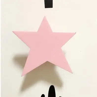 Stars pink Деревянные мороженое/кролик/летучая мышь/борода/облака Детская Одежда Крюк Детская комната настенная вешалка в качестве украшения крюк подарок на день рождения - Цвет: Stars pink