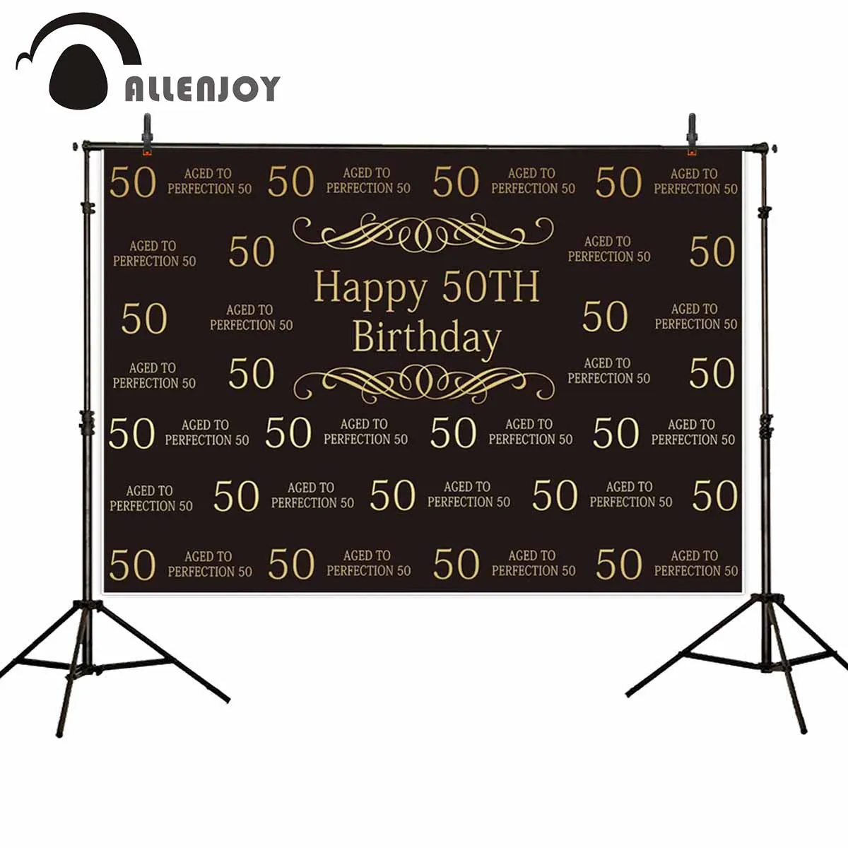 Фотофон Allenjoy фотосессия черная Золотая рамка с текстом роскошный 50-й день