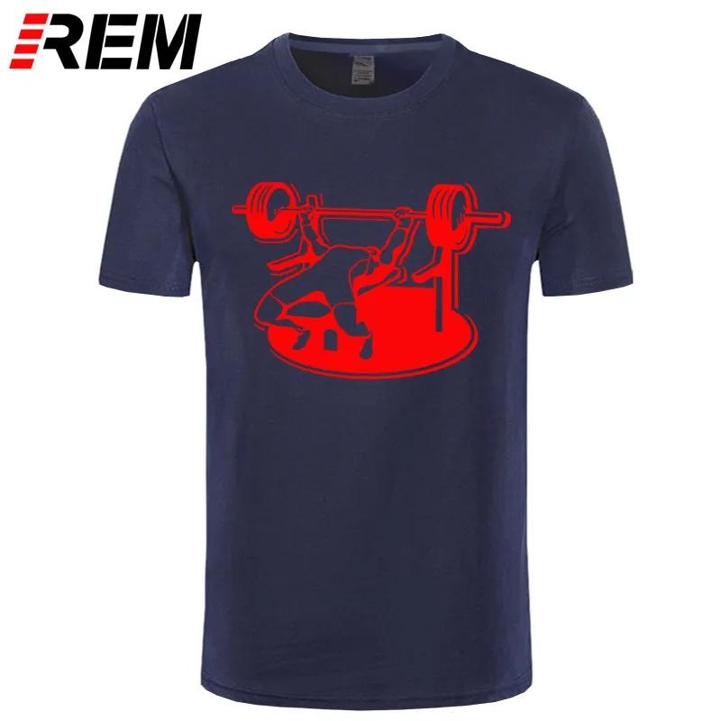 REM новые Брендовые мужские футболки летние хлопковые футболки с коротким рукавом Бодибилдинг скамья пресс штанга футболка размера плюс